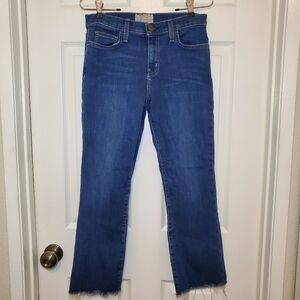 Current/Elliott Jeans Women's Size 27" Blue The Kick Cropped Denim Ellis Raw Hem